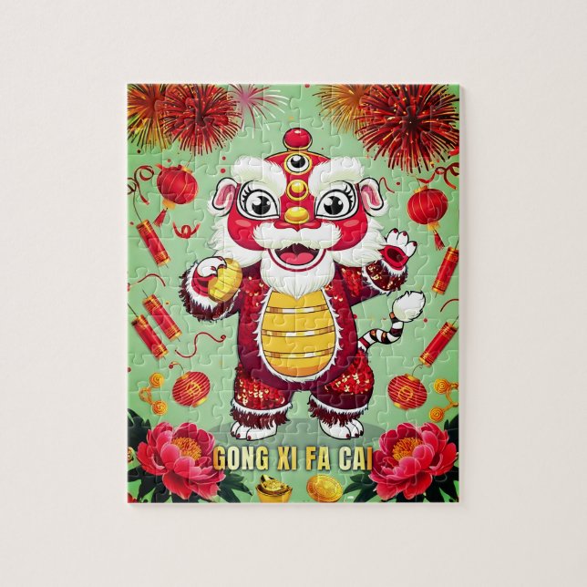Lion Dance Activity Jigsaw Puzzle for Kids Pussel (Vertikal)