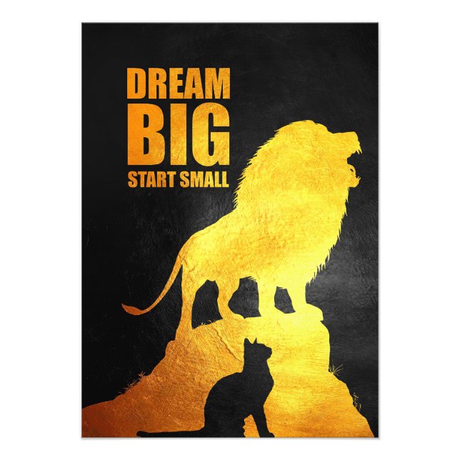 Lion Dream Big Start Small Fototryck (Framsidan)