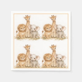 Lion Elephant Giraffe Boho Earthy Neutral Kids     Pappersservett