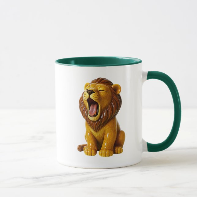 Lion en trois dimensions qui baille. mugg (Höger)