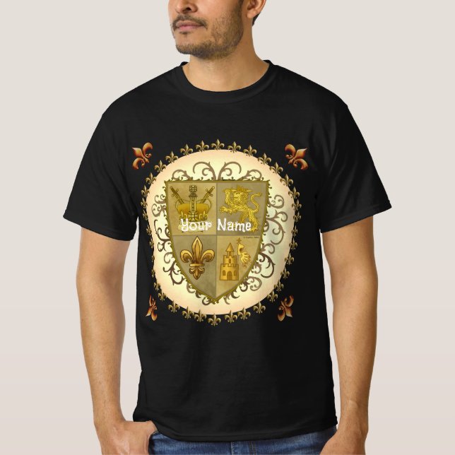 Lion Family Crest Surname T Shirt (Framsida)