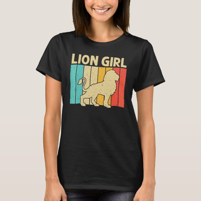 Lion For Girls Kid African Safari Zoo Animal Retro T Shirt (Framsida)