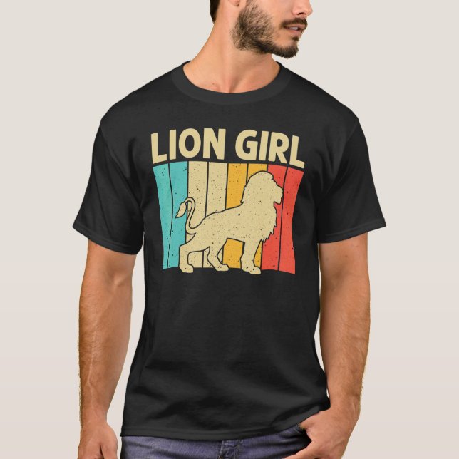 Lion For Girls Kid African Safari Zoo Animal Retro T Shirt (Framsida)