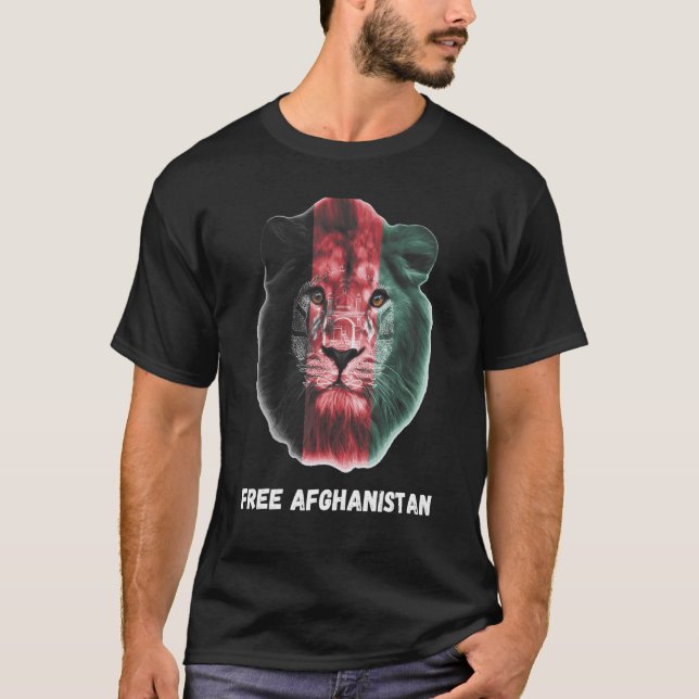 Lion Free Afghanistan Afghanistan Flag T Shirt (Framsida)