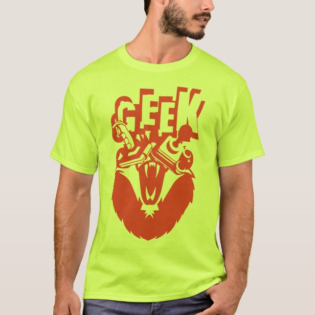 lion geek manette jeux joystick video  t shirt (Framsida)