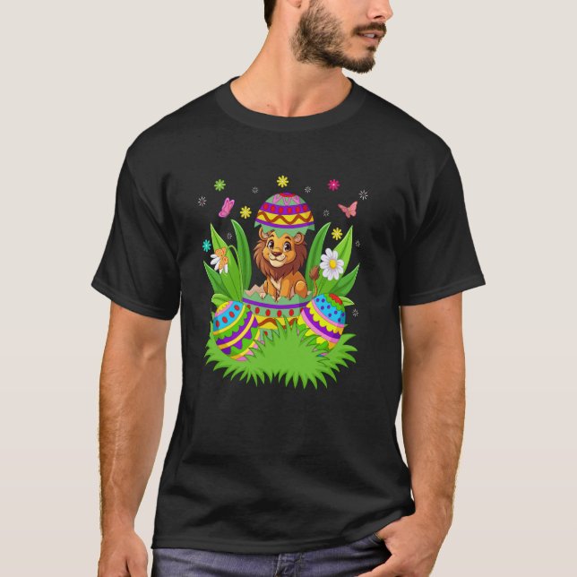 Lion Happy Easter Bunny Egg Hunt Lion Easter T Shirt (Framsida)