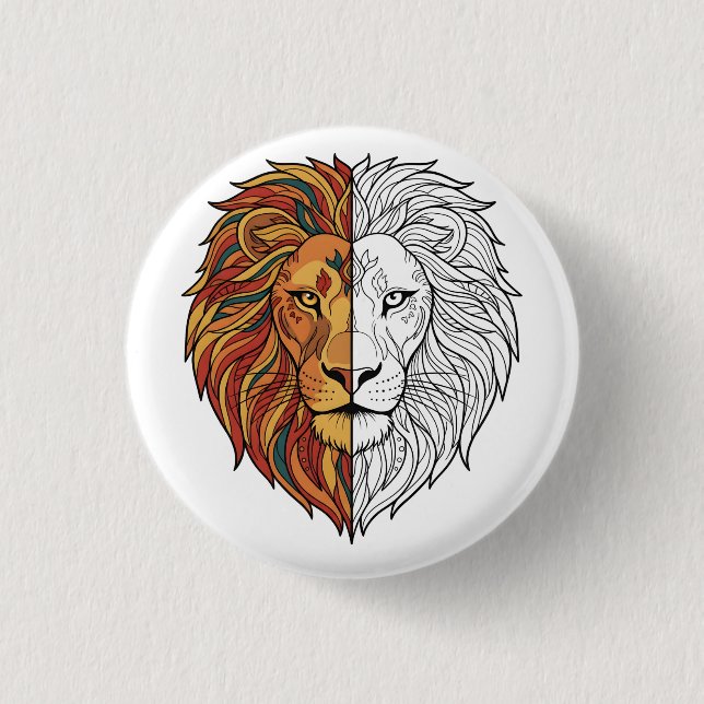 Lion Head Colorful Mandala Spirit Animal button Knapp (Framsida)