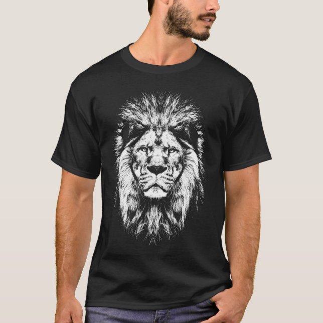 Lion Head  Portrait funny T Shirt (Framsida)