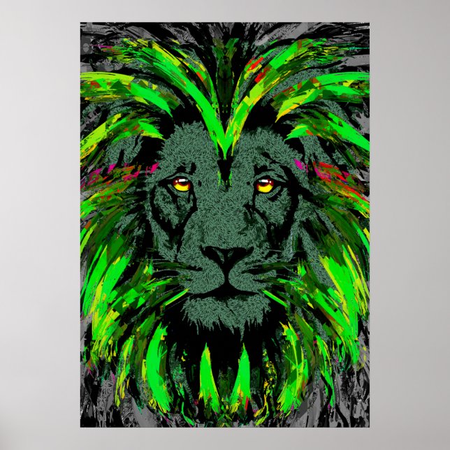 Lion Head Poster Art | Green Lion Poster (Framsidan)