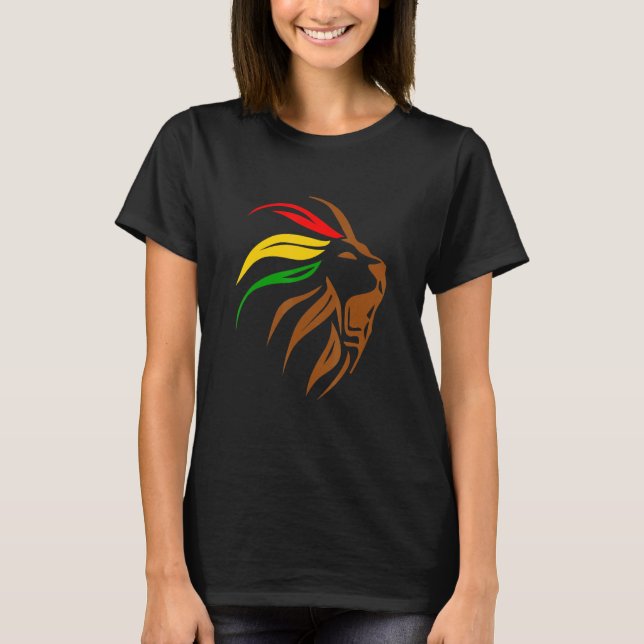 Lion Head Rasta Black History Month BLM Melanin Zo T Shirt (Framsida)