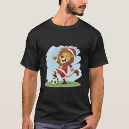 Lion in Christmas costume and soccer ball T Shirt