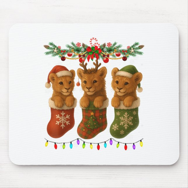 Lion In Christmas Socks Lights Lion Xmas  Musmatta (Framsidan)