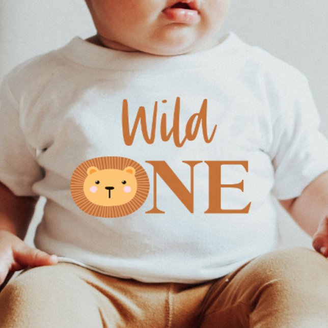 Lion Jungle Safari Animal Wild One 1st Birthday T Shirt (Skapare uppladdad)