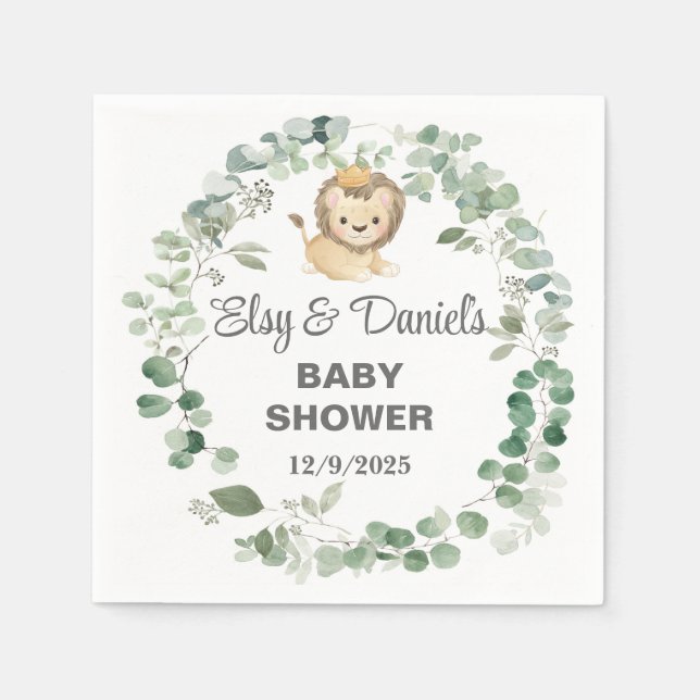 Lion King, Lion Cub baby shower paper napkins. Pappersservett (Framsidan)