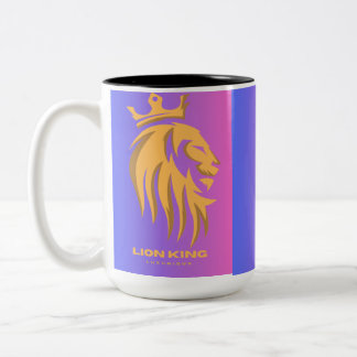Lion King Mug - Golden Lion with Crown Coffee Mug Två-Tonad Mugg