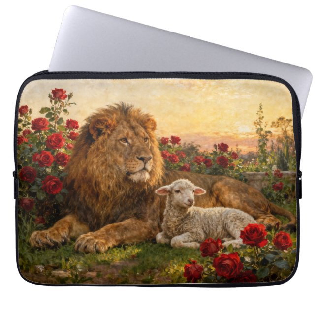 Lion & Lamb in the Roses Laptop Fodral (Framsidan)