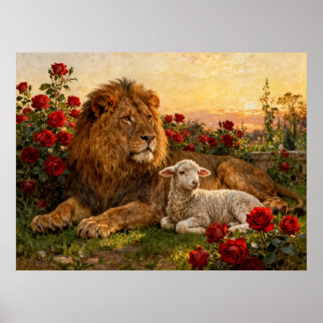 Lion & Lamb in the Roses Poster (Framsidan)