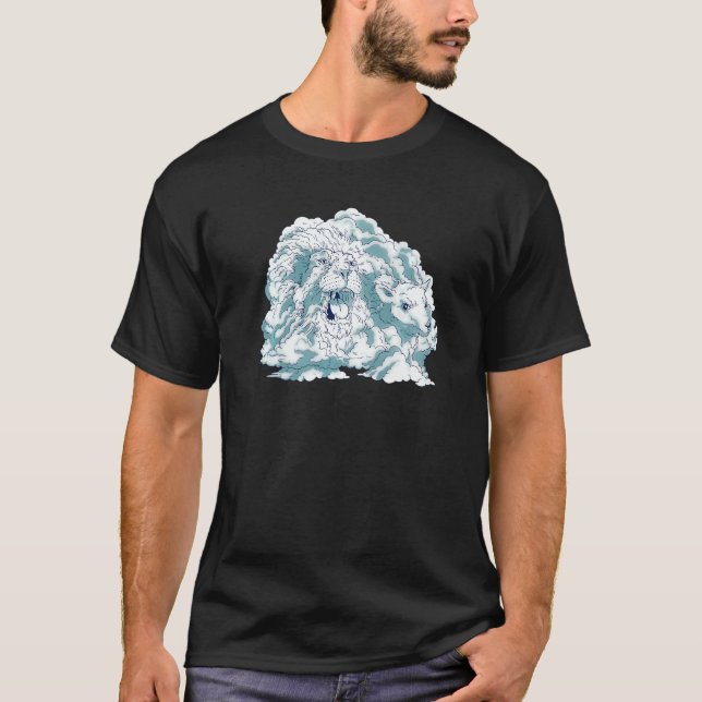 Lion Lamb Inspirational Bible Verse Men Women Grap T Shirt (Framsida)
