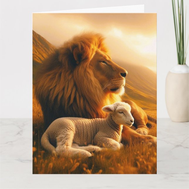 LION & LAMB Kristet tomt gratulationskort Kort (Framsida)
