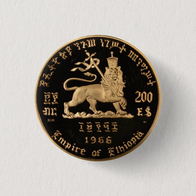 Lion of Judah - Haile Selassie - Rastafari Button Knapp (Framsida)