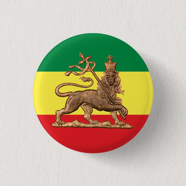 Lion of Judah - Haile Selassie - Rastafari Button Knapp (Framsida)