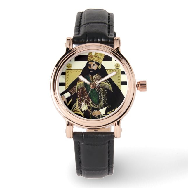 Lion of Judah Haile Selassie Rastafari Gold Watch  Armbandsur (Framsida)