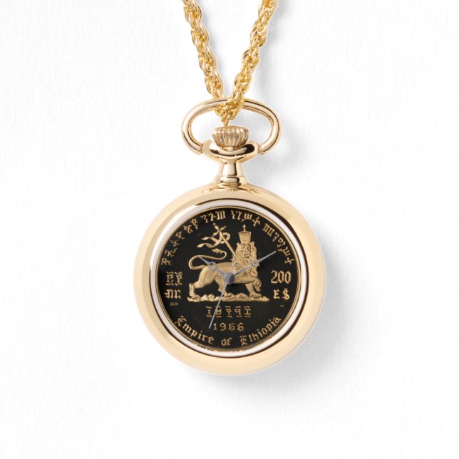 Lion of Judah Haile Selassie Rastafari Gold Watch  Armbandsur (Framsida)