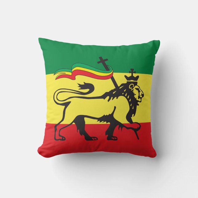 Lion of Judah - Haile Selassie - Rastafari Pillow Kudde (Framsida)