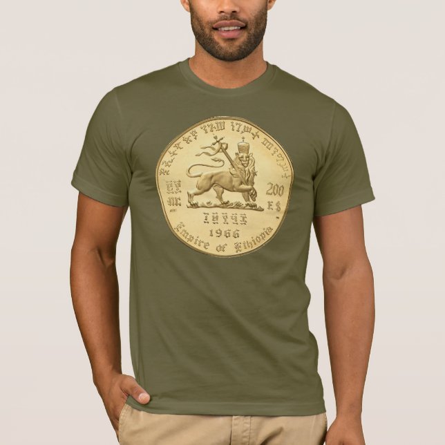 Lion of Judah - Jah Army Gold - Rasta Reggae Shirt T (Framsida)