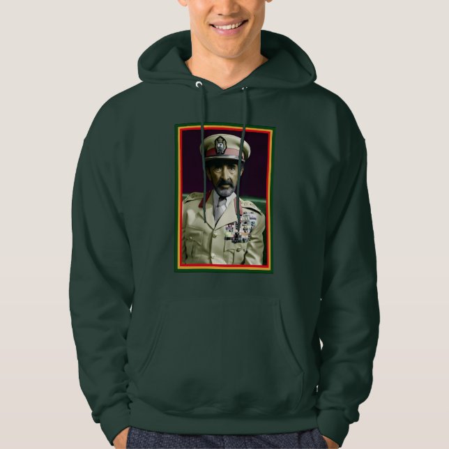 Lion of Judah Jah Army INI Haile Selassie Rasta Hoodie (Framsida)