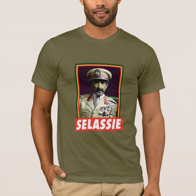 Lion of Judah Jah Army INI Haile Selassie Rasta T Shirt (Framsida)