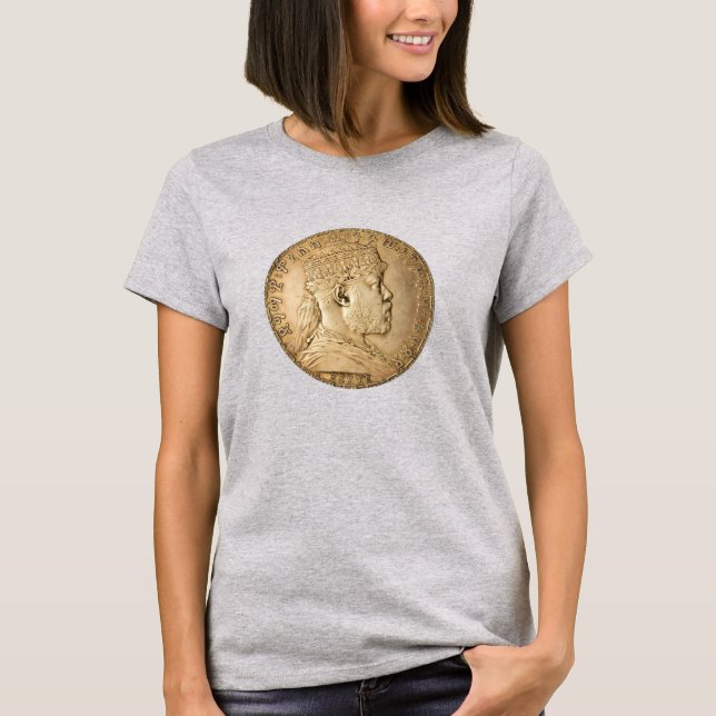 Lion of Judah Jah Army Menelik II Rasta Roots  T Shirt (Framsida)