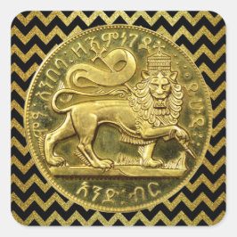 Lion of Judah Jah Rastafari Rasta Roots Sticker Fyrkantigt Klistermärke