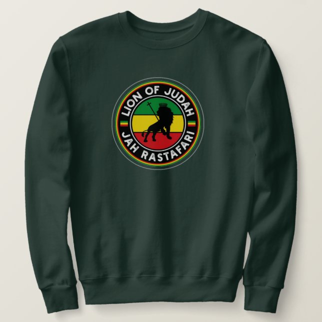Lion of Judah Jah Rastafari Rasta Roots Sweater Lång Ärmad Tröja (Design framsida)