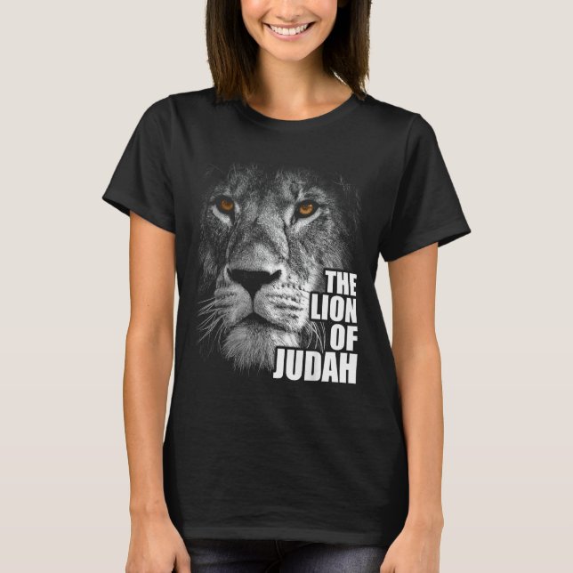 Lion Of Judah Jesus Christian Faith Over Fear  T Shirt (Framsida)
