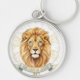 Lion of Judah Keychain - Bold Christian Strength  Rund Silverfärgad Nyckelring
