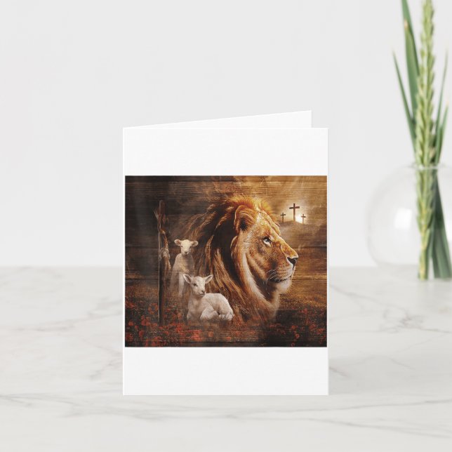 Lion Of Judah Lamb God Cross Jesus Light God  Kort (Framsida)
