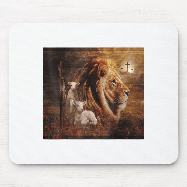 Lion Of Judah Lamb God Cross Jesus Light God  Musmatta (Framsidan)