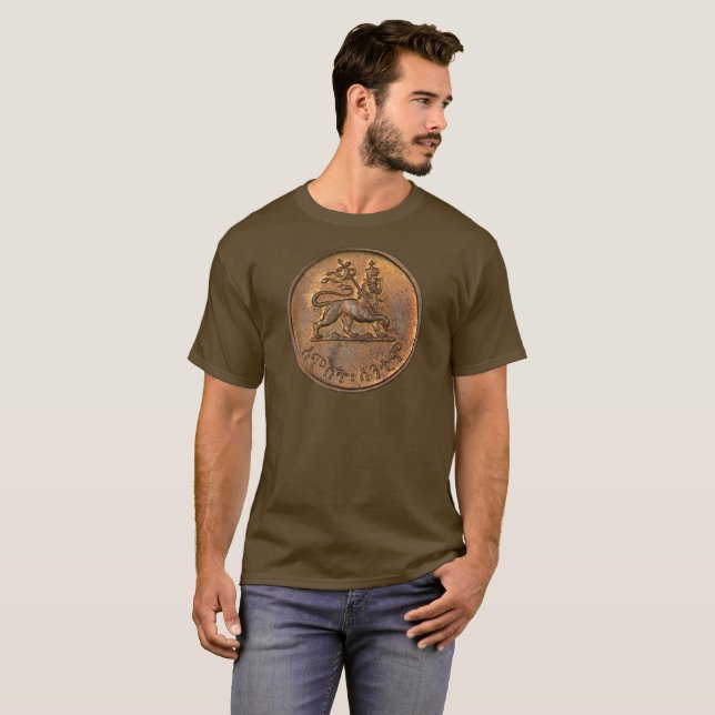 Lion of Judah - Rasta Coin - Reggae Shirt T Shirt (Hel framsida)