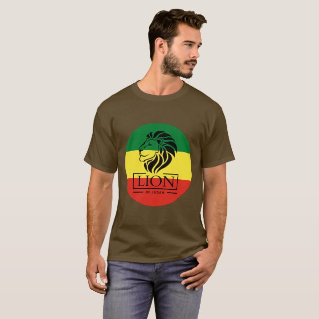 Lion of Judah - Rasta Reggae Flag - Shirt T (Hel framsida)
