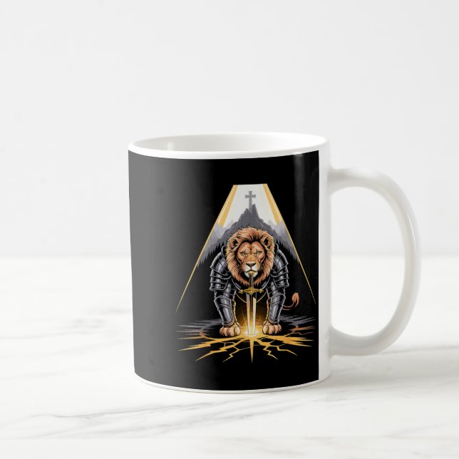Lion Of Judah Sword And Cross Christian Warrior  Kaffemugg (Höger)