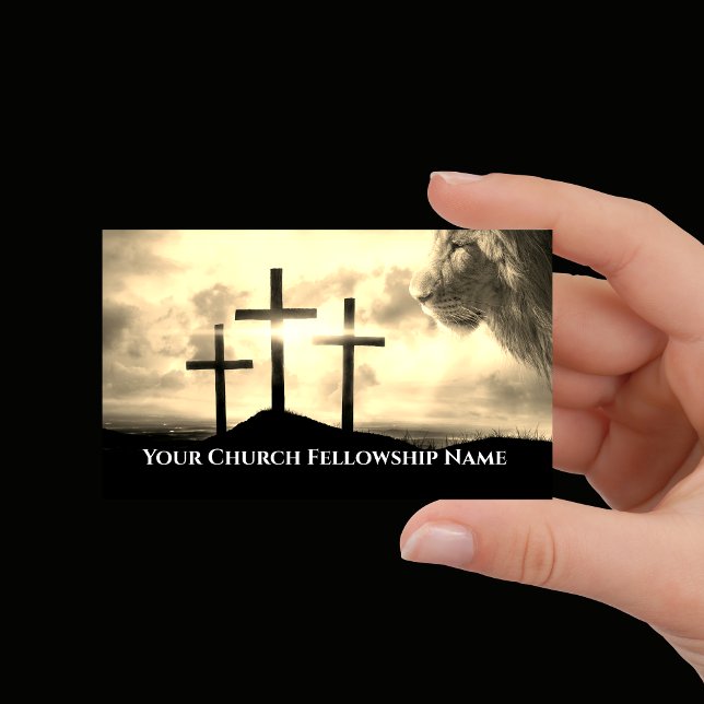 Lion of Judah Three Crosses Golden Sunset Church Visitkort (Lion of Judah Three Crosses Golden Sunset Church Business Card
)