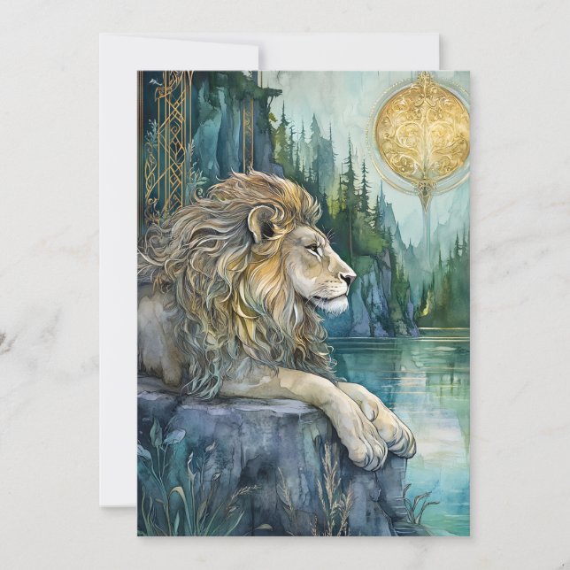 Lion of the Enchanted Realm Fantasy Art Flat Card (Framsida)