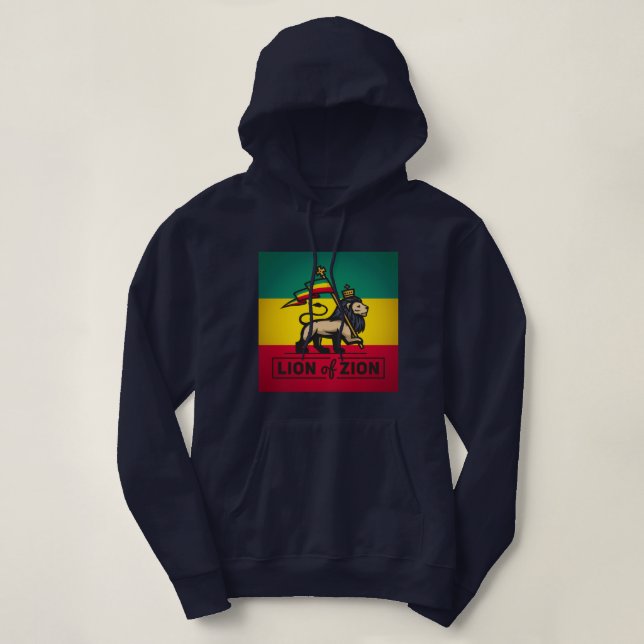 Lion of Zion - Haile Selassie - Judah Queen Hoodie T-shirt (Design framsida)
