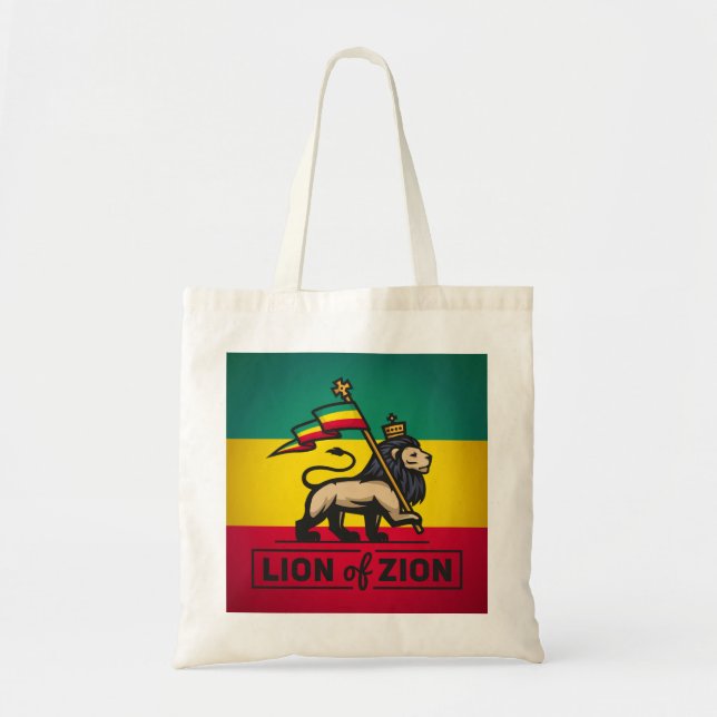 Lion of Zion - Haile Selassie - Rastafari Tote bag Tygkasse (Framsidan)