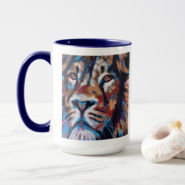 Lion Painting - Gift for Animal Lovers Mugg (Med munk)