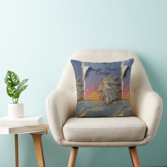 Lion Papercut Decorative Throw Pillow Kudde (Stol)