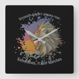 Lion Papercut Square Wall Clock Fyrkantig Klocka