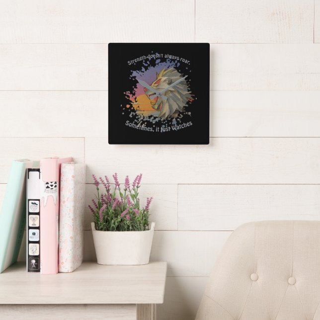 Lion Papercut Square Wall Clock Fyrkantig Klocka (Läsesal)