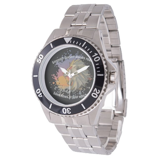 Lion Papercut Stainless Steel Watch Armbandsur (Vinklad)
